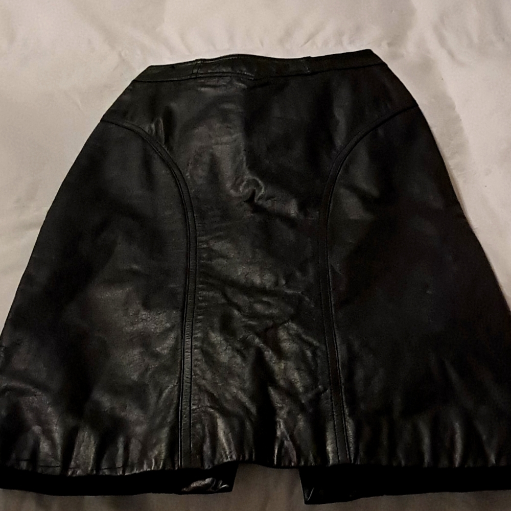 Black leather pencil skirt